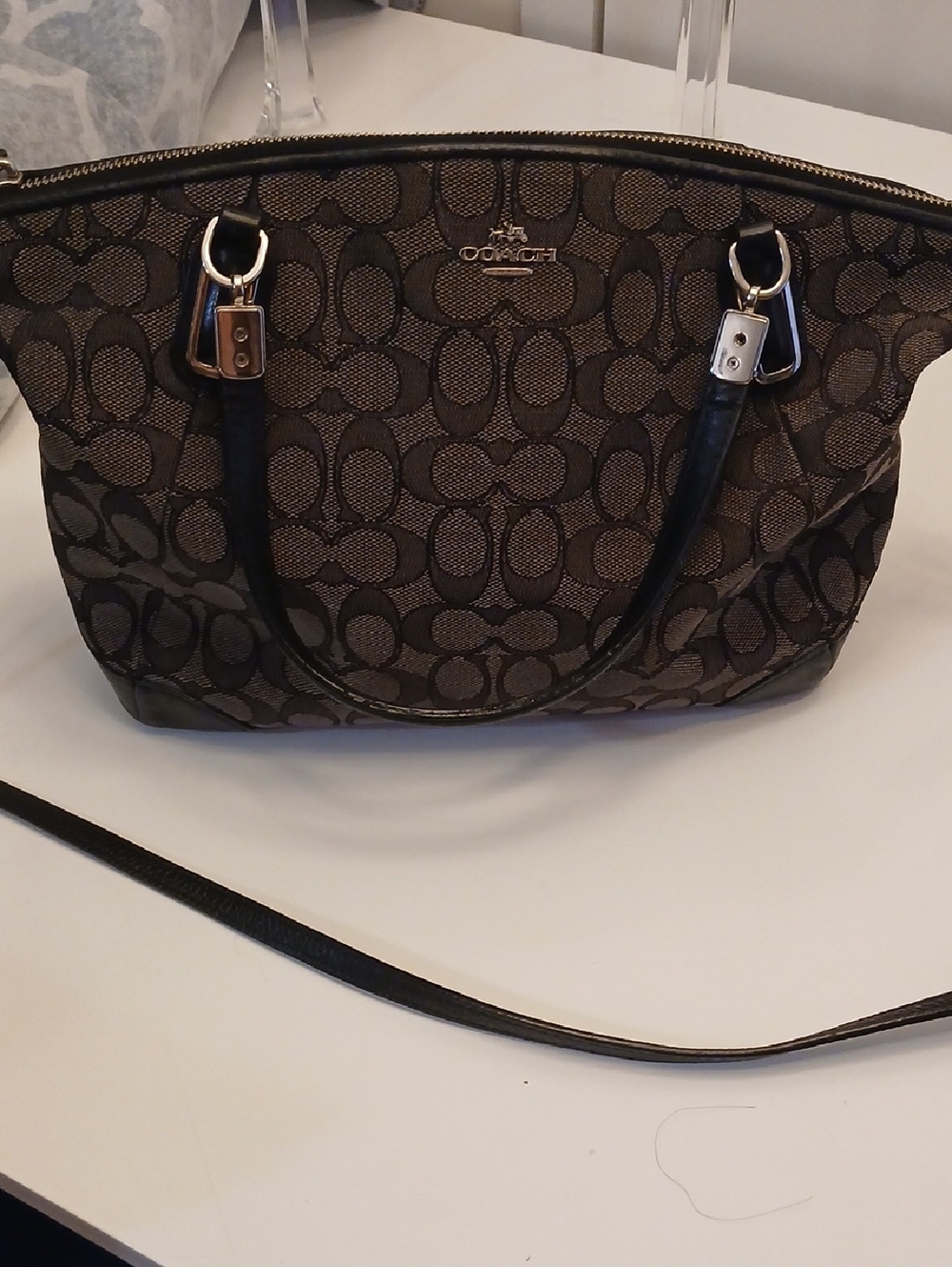 Coach Signature Dome Satchel in Brown Monogram